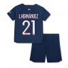 Echipament fotbal Paris Saint-Germain Lucas Hernandez #21 Tricou Acasa 2023-24 pentru copii maneca scurta (+ Pantaloni scurti)
